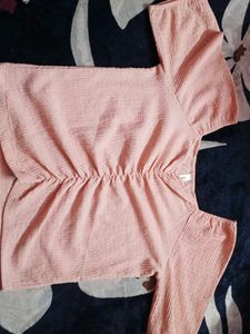 Cute Peach Flutter Sleeve Top