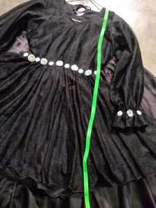 Black Embellished Dress with Cape