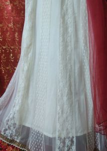 Off White And Maroon Soft Net Anarkali