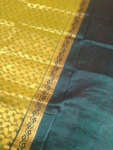 pure blue silk saree with Blouse