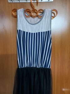 Striped Dress With Mesh Skirt