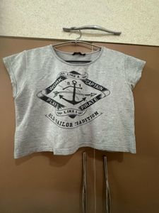 Grey Colour Crop Top