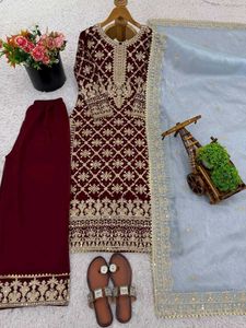 Elegant Maroon &amp; Gold Kurta Set