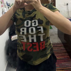 Camo &#34;Go For The Best&#34; Tee