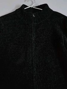 Max Black Velvet Wool Zipper Jacket