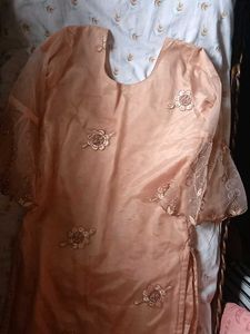 Embroidered Net Kurta Set