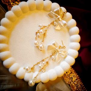 Bow Pearl Drop Earrings