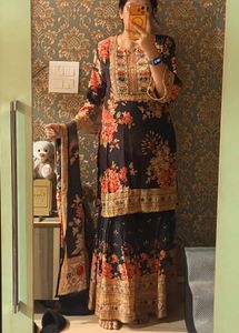 KTT Handwork Detailed Makhmali Crepe Kurta Set