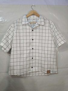 White Cotton Cropped Shirt
