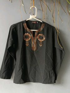Embroidered Long Sleeve Top