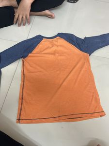 Orange Full Sleeve Casual T-shirt