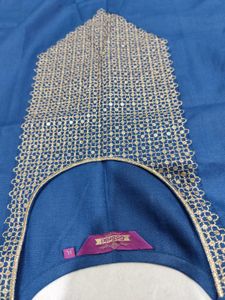 Blue Cotton Blend Palazzos