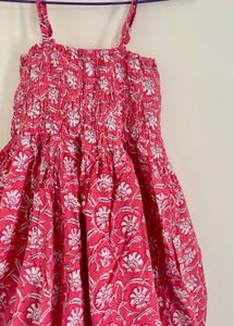 Pink Floral Print Dress