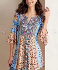 Multi Color Embroidery Print Top