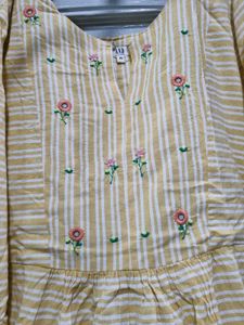 Floral Embroidered Striped Dress
