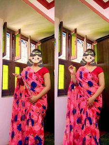 DGITAL PRINT,FLORAL PRINT SOFT GEORGETTE SARI(Pink