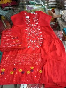 Red Embroidered Shalwar Kameez Set