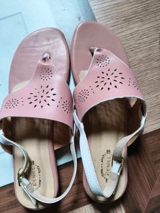 Pink Laser-Cut Sandals