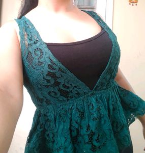 Price Drop🚨Imported Vintage Green Plunge Neck Top