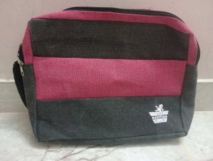 Cotton Pink And Black Combination Bag ,Hip Ba