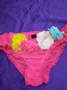 Floral Trim Bikini Bottoms