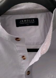 White Cotton Kurta With Chinese Collar