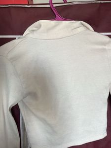 Cute White Zipper Top