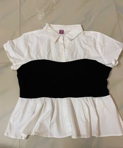 Black And White Peplum Top Stylish Women