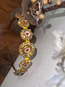 Elegant Gold &amp; Red Gemstone Headband