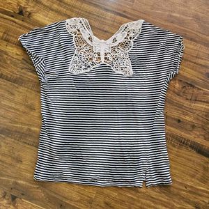 Striped Lace Back Top