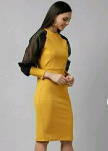 Musterd Yellow Bodycon Dress