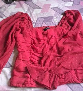 Burgundy Ruched Crop Top