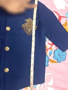 Boys&#39; Blue Embroidered Indowestern Kurta