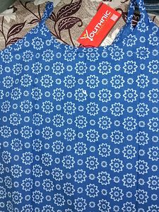Blue Sleevless Straight Kurti
