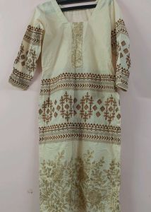 Elegant Cream Kurta with Golden Embroidery ✨