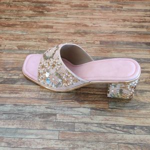 Embellished Block Heel Sandals