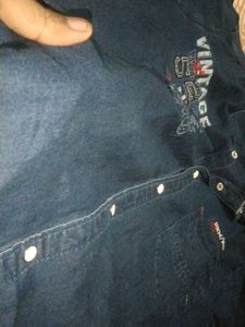 Plane Solid Dark Blue Daniem Shirt With Combo Prin