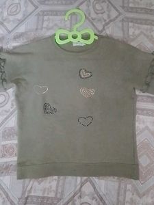 Olive Green Heart Applique Top