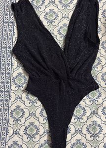 Sparkly Black Bodysuit & Leopard Print Bottom