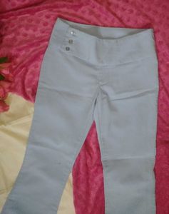Light Blue Flare Leg Trousers