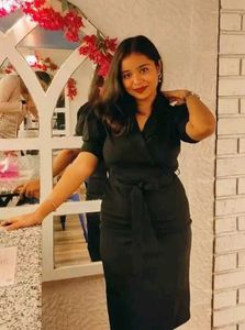 Brand New Formal Black Belted Dress For Office