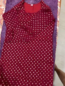 Maroon Printed Kurta Set