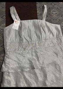 Elegant Silver Tiered Party Dress