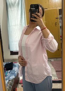 Pink And White Striped Shirt