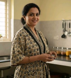 Elegant Beige Print Robe