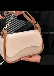 Stylish Beige Shoulder Bag Adjustable Strap