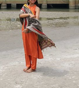 Elegant Orange Kurta Set with Dupatta