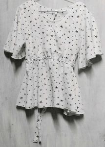 Star Print Wrap Top