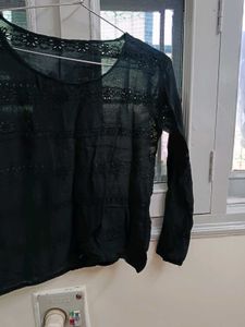 Embroidered Black Top