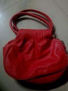 Red Faux Leather Handbag